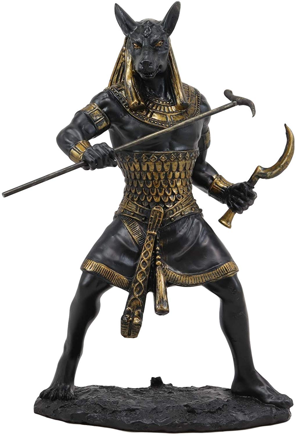 Egyptian Deity Seth Holding Khopesh Sickle Blade And Was Scepter Statue Decor - Ebros Gift