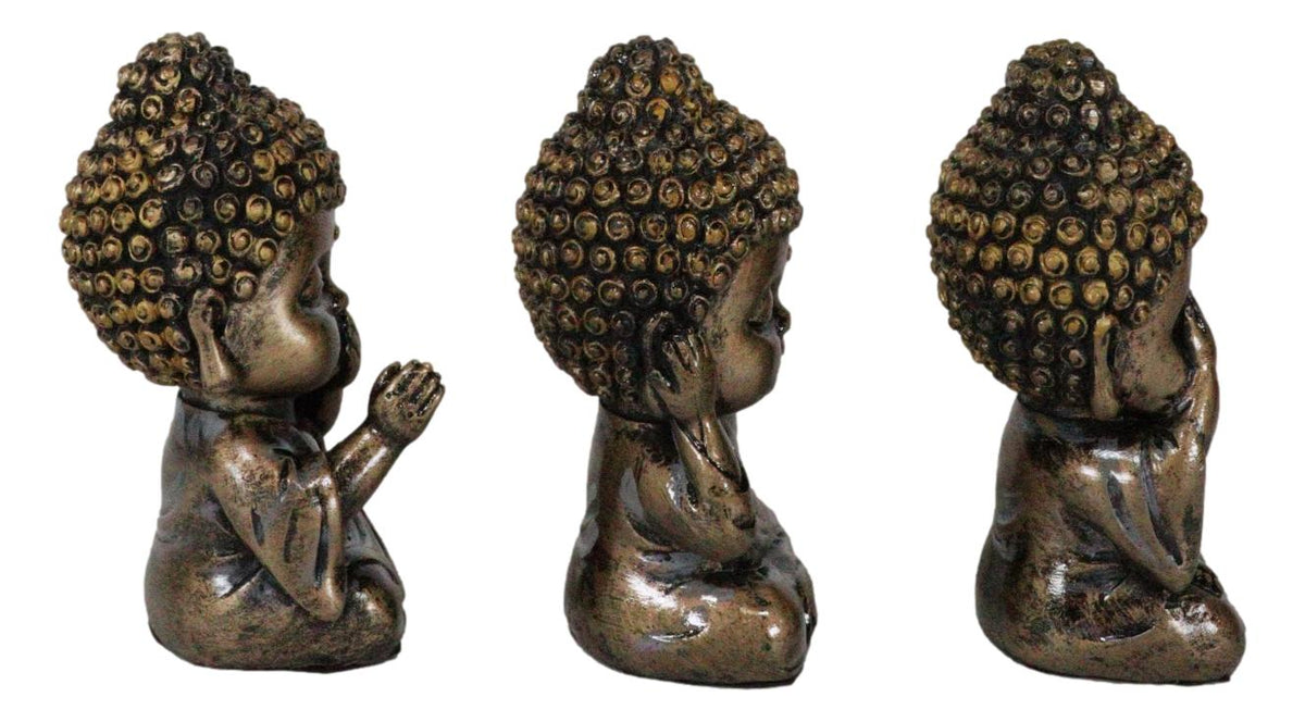 See Hear Speak No Evil Wise Kung Fu Zen Little Buddha Monks Set of 3 Figurines