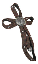 Rustic Western Cowboy Faux Tooled Leather Ribbon Belt Buckle Concho Wall Cross