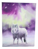 Ebros Anne Stokes Aurora Borealis Howling Wolf Wood Framed Picture Canvas Wall Decor
