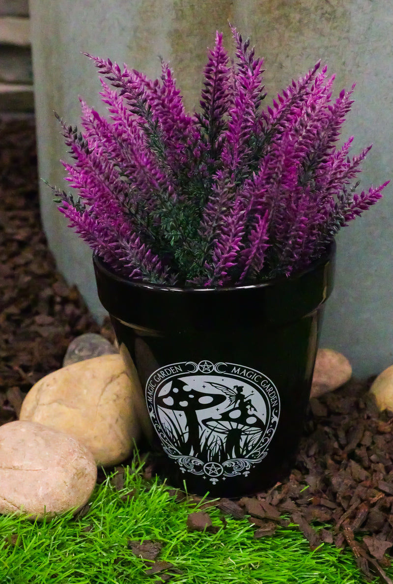 magic pot planter Magic Garden Fairy Mushrooms Triple Moon Wicca Witch Flower Herbs Plan– Ebros Gift