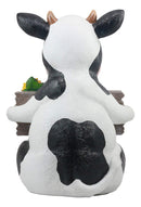 Ebros Animal Farm Whimsical Holstein Cow with Welcome Sign Statue 13" Tall Sunflower Cow Garden Greeter Figurine