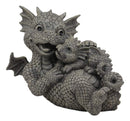 Ebros Garden Dragon Family Mommy and Me Time Statue 8" Long Cute Baby On Mother's Bosom Dragons Faux Stone Resin Finish Figurine Fantasy Home Decor