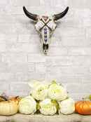 Ebros 10.75" High Western Southwest Steer Bison Buffalo Bull Cow Horned Skull Head with Two Crossed Arrows and Geometric Pyramids Design Wall Mount Decor - Ebros Gift