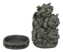 No Smoking See Hear Speak No Evil Whimsical Dragons Backflow Incense Burner