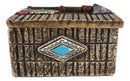 Southwestern Indian Turquoise Arrow Feather Faux Wooden Decorative Jewelry Box