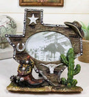 Rustic Western Texas State Map Cowboy Boot Longhorn Cactus Picture Frame 4"X6"