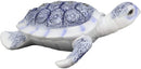 Ebros Ming Style Terracotta Blue and White Feng Shui Celestial Sea Turtle Statue with Crystals 7.5" Wide