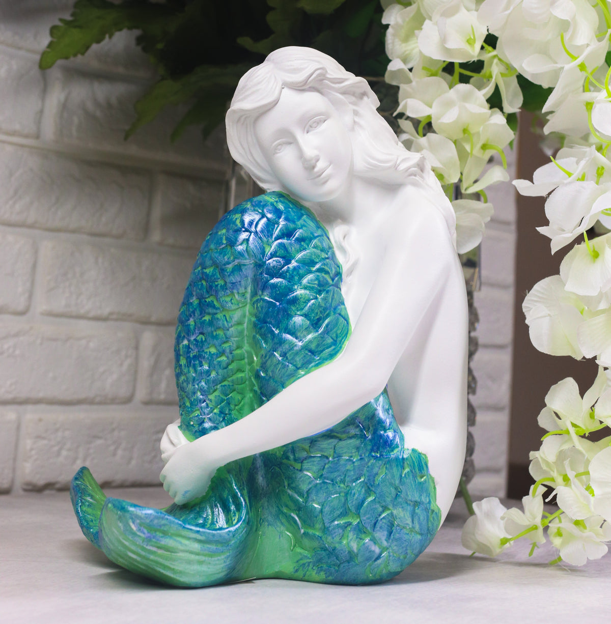 Ebros Marine Ocean Lovesick Mermaid With Blue Green Ombre Tail Sitting Statue
