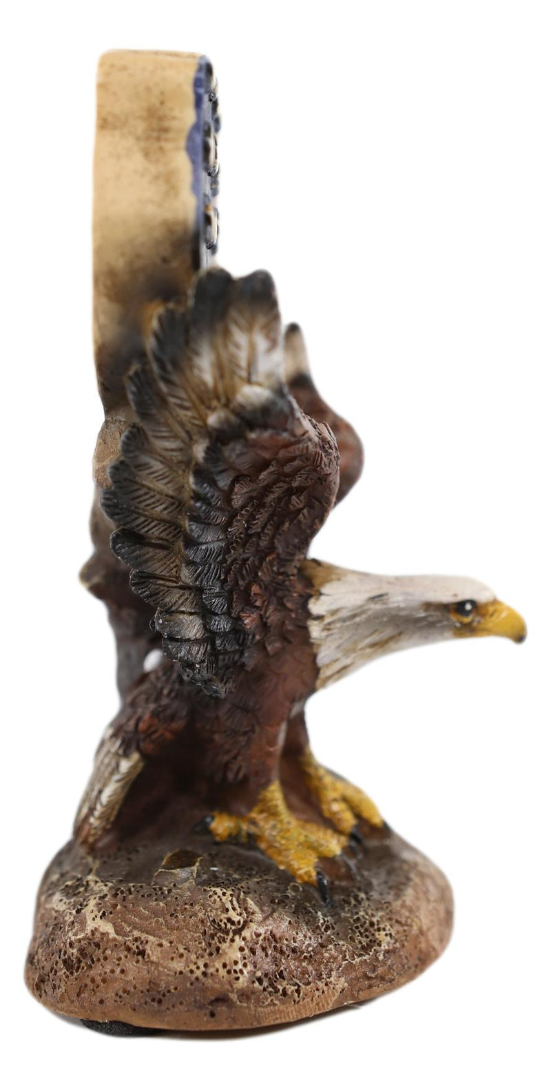 Patriotic Bald Eagle Soaring By American Map Cutout In USA Flag Colors Figurine