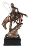 Native Indian Warrior Hunter With Rifle And Rope On Horse Figurine With Base