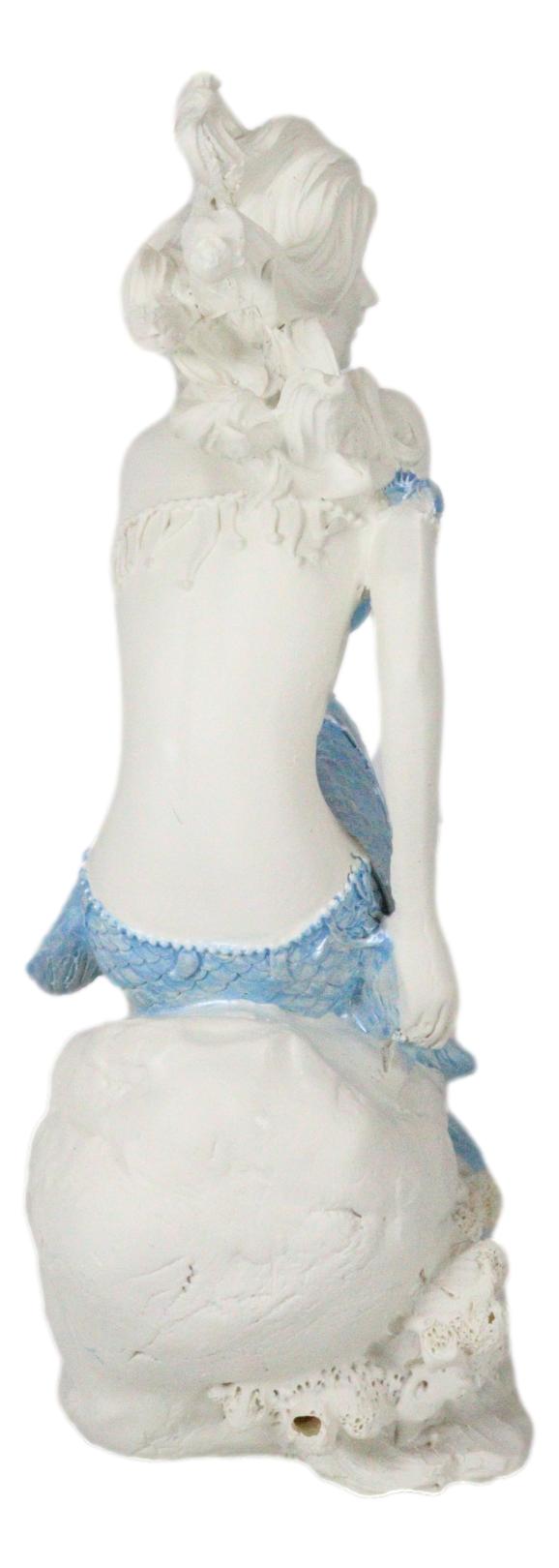 Ebros Ocean Goddess Pretty Mermaid With Blue Tail Holding Conch 8"Tall Figurine
