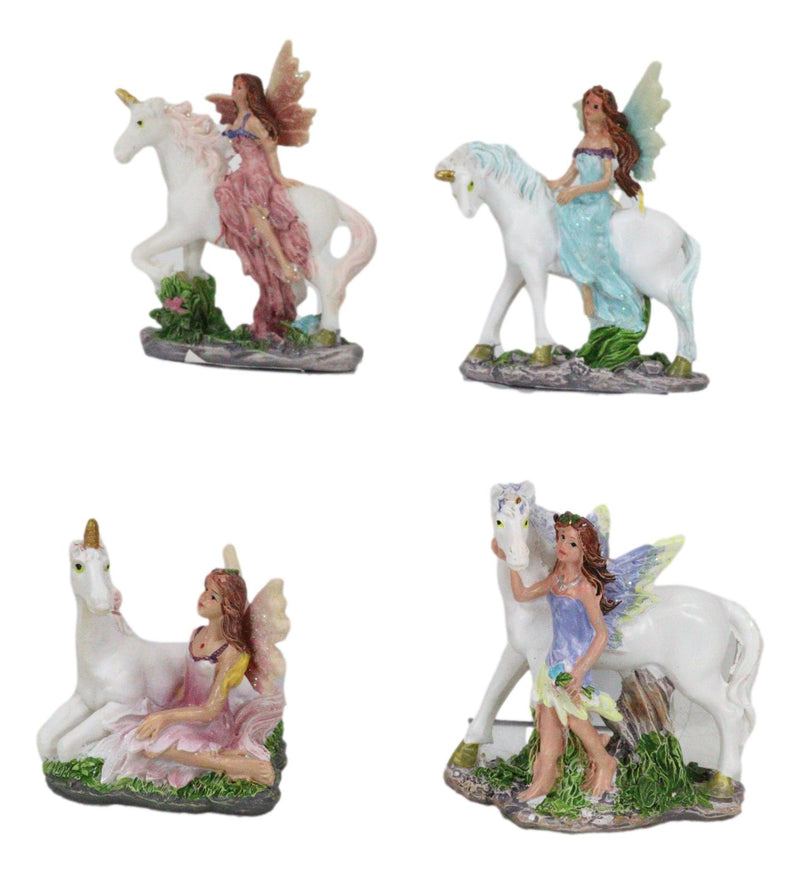 Beautiful Fairy Damsel With Legendary Unicorn Miniature Figurine Collectible Set