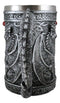 Large Silver Celtic Twin Dragon Fire Drakes Coffee Mug Beer Stein Tankard 14oz