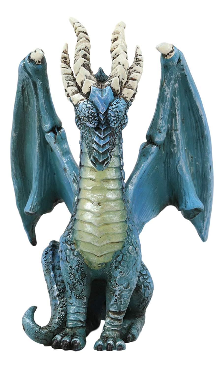 Ebros Fantasy Blue Guardian Dragon with Hydra Horns Statue 6.5" Tall Land of The Dragons Home Decor Figurine Medieval Renaissance Dungeons Flying Beast Sculpture