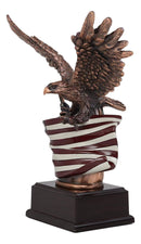 Ebros Patriotic Bald Eagle With Spread Out Wings Clutching On American Flag Statue