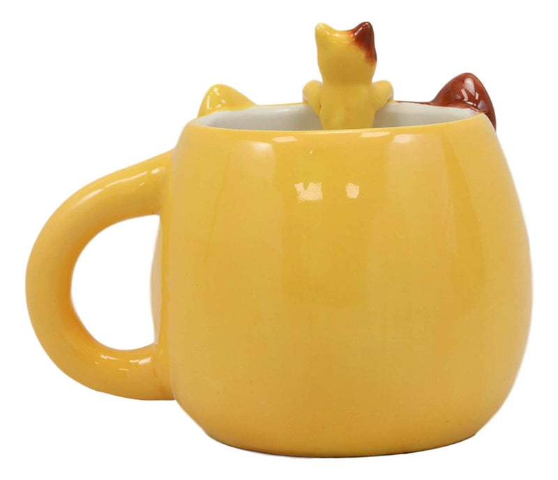 Ebros Adorable Whimsical Orange Cat Mug Drink Cup 16oz