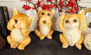 Three Wise Kittens See Hear Speak No Evil Tabby Cats Statue Set Animal Decor