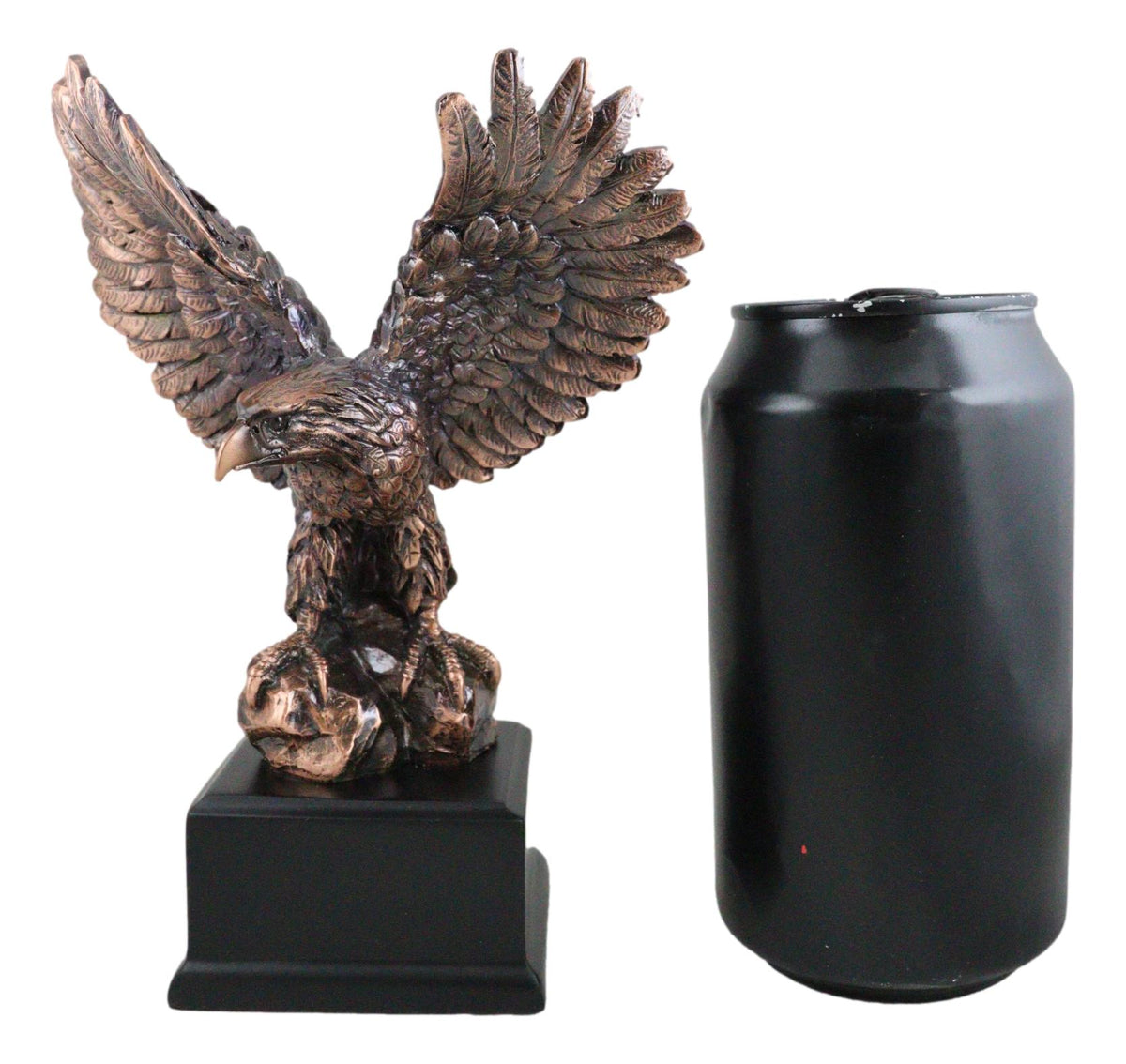 Patriotic Flight Bald Eagle On Rock Stretching Out Wings Figurine With Base