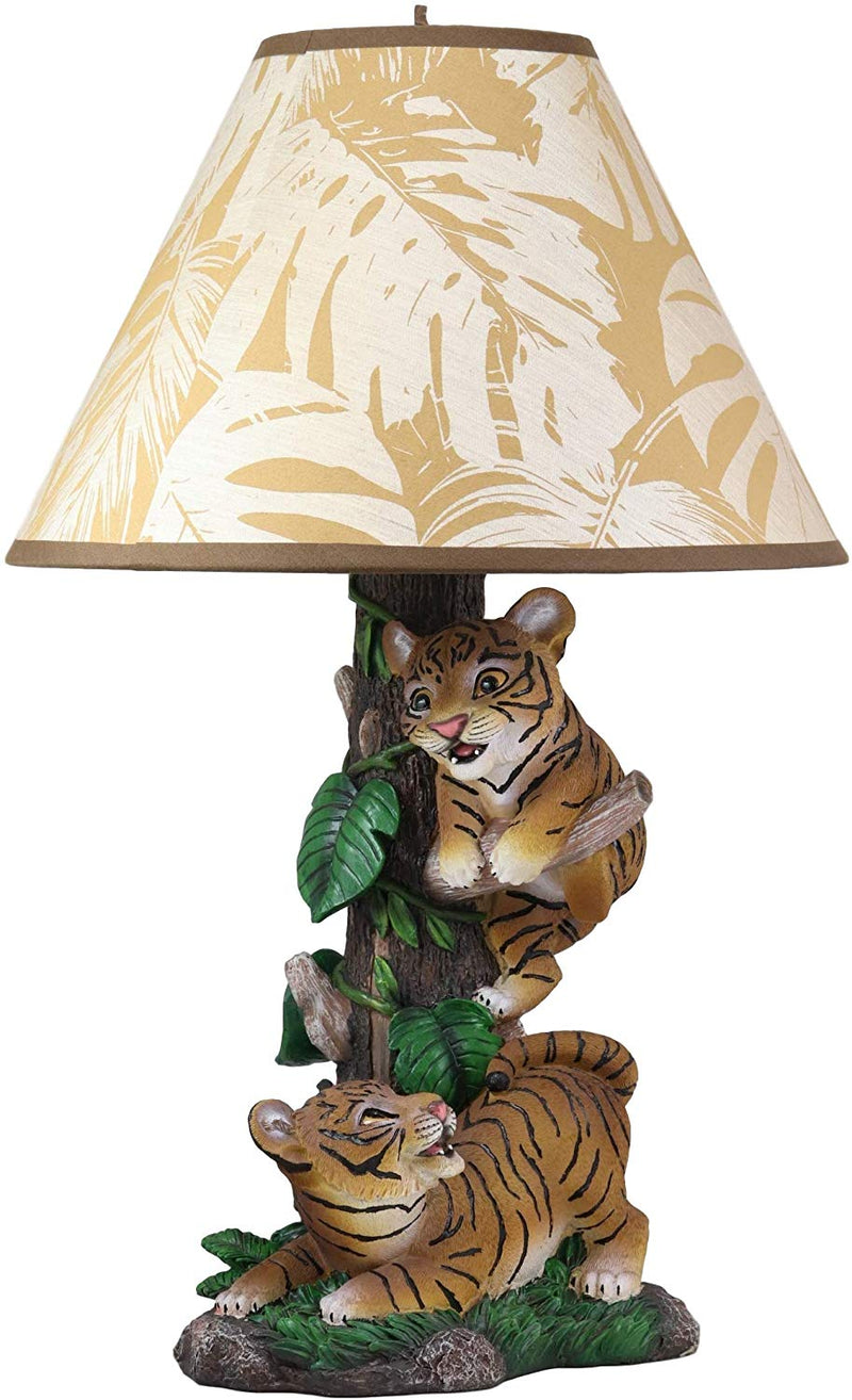 Ebros Jungle Frolic Climbing Orange Bengal Tiger Cubs Table Lamp Statue And Shade 19"H