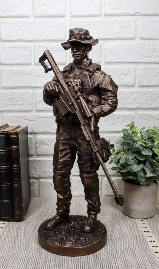 Large Modern Military Marine Sniper Soldier Statue 13"Tall Marksman Task Force