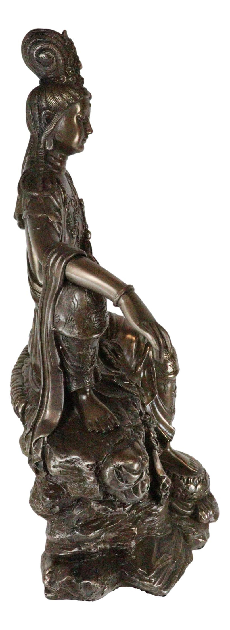 Ebros Water And Moon Goddess Kuan Yin Bodhisattva Sitting Figurine 13.75"H