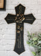 Western Black and Bronze Blooming Rose Stalk Petals Cross Wall Crucifix Plaque