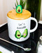Pack Of 2 Let's Avocuddle Avocado Couple Ceramic Coffee Mug W/ Spoon And Lid Set