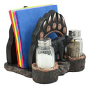 Ebros Animal Totem Black Bear Paw Napkin and Salt Pepper Shakers Holder Statue