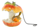 Ebros Red Apple Fruit With Perching Finch Bird Feeder With Hanging Chains Figurine