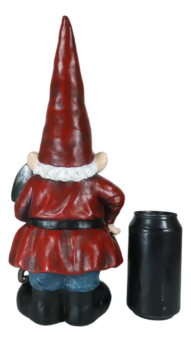 Grumpy Mr Gnome Grandpa With Shovel Standing By 'Go Away!' Yard Sign Figurine