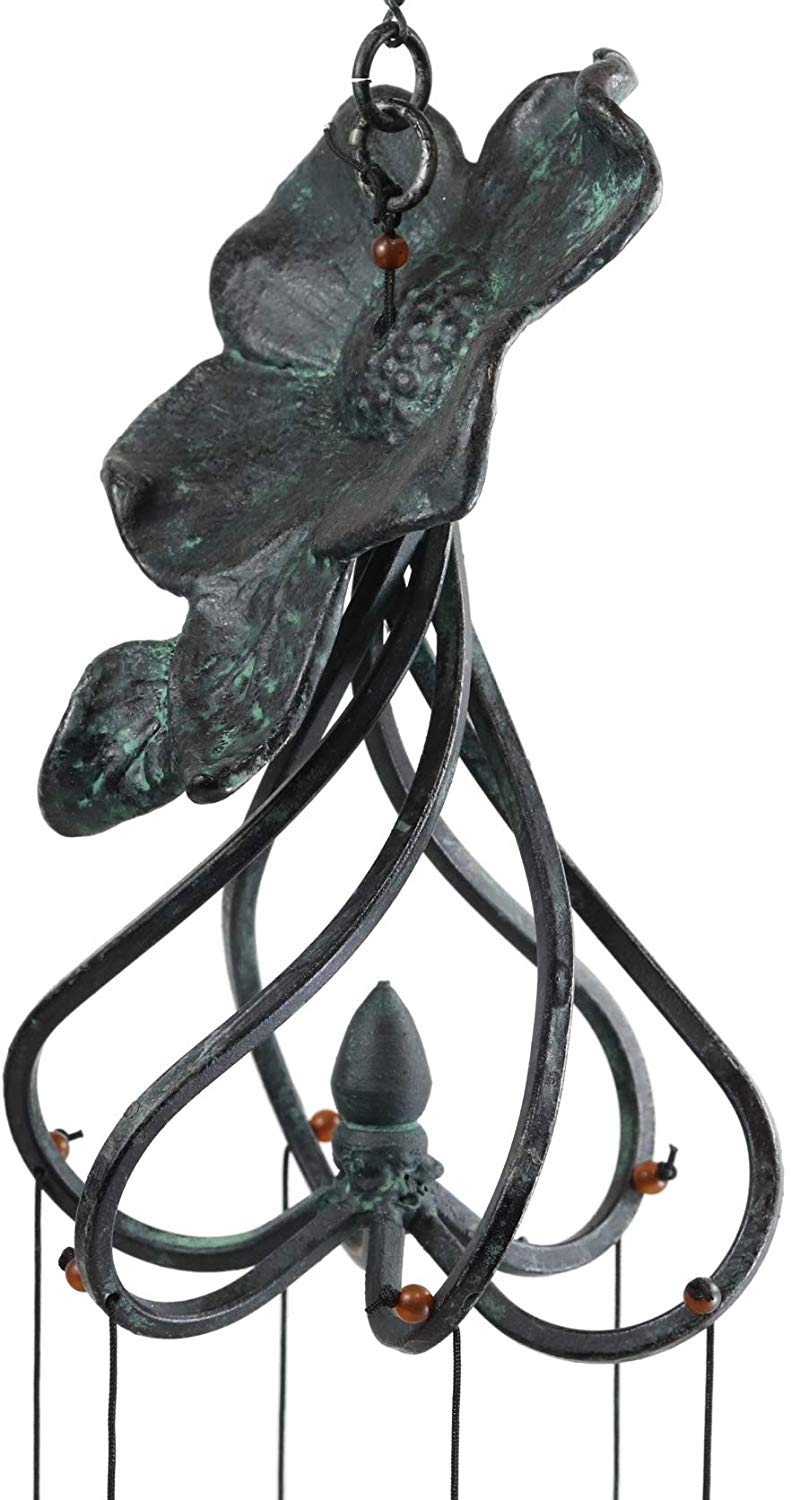 Ebros Gift Beautiful Cottage Garden Verdi Green Cornus Dogwood Flower Blossoms Aluminum Metal Mobile Wind Chime 31" Long Resonant Outdoor Whimsical Rustic Patio Deck Pool Decor Hanging Accessory