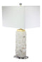 Crystalline Marble Pillar Contemporary Table Lamp With Rectangular Linen Shade