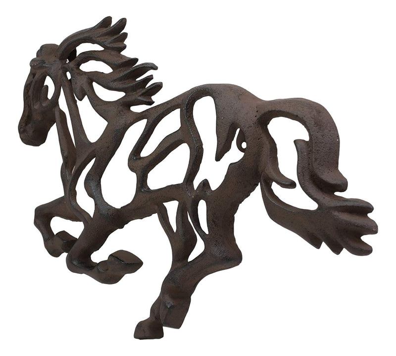Western Running Horse Filigree Design Cast Iron Metal Wall Decor Accent 14.5"W
