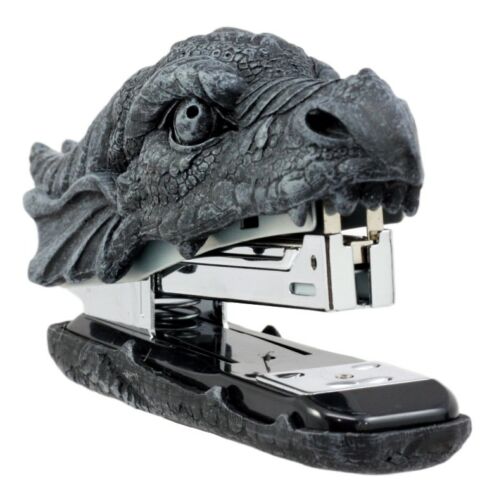 Faux Stone Legendary Fire Dragon Head Stapler Office Desktop Accessory Decor