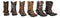 Pack Of 6 Rustic Western Cowboy Cowgirl Faux Leather Boots Pen Holder Figurines