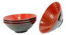 Set Of 4 Swirl Ridged Red Black Melamine 43oz Large Pasta Salad Mixing Soup Bowl
