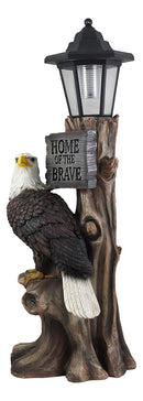 Ebros 'Home of The Brave' Patriotic Eagle Night Light Statue Solar LED Lantern