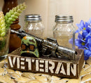 Veteran Military Fallen Soldier Rifle Helmet Salt Pepper Shakers Holder Figurine
