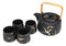 Black Faux Marble With Gold Veins Ceramic Tea Pot And Cups With Tray Set For 4