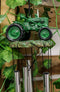 Ebros Old Fashioned Vintage Country Farm Green Tractor Model Wind Chime Garden