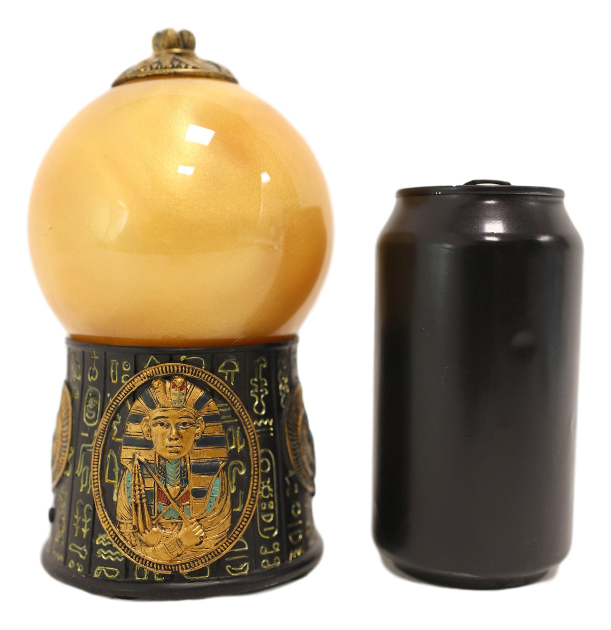 Pharaoh King Tut Ruler of Egypt Hieroglyphic Golden Sandstorm Gazing Ball Statue