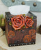 Rustic Vintage Blooming Floral Red Roses Faux Tooled Leather Tissue Box Cover