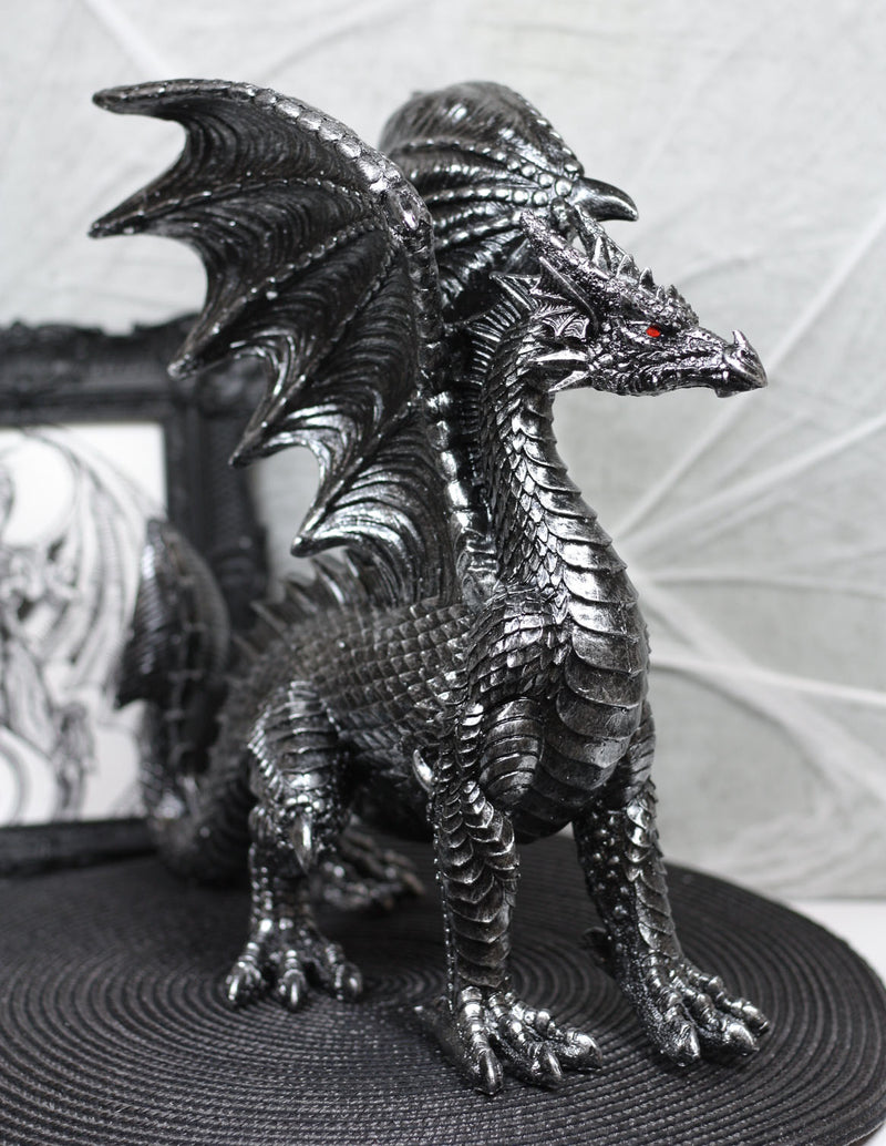 Ebros Viserion Ruler Of The Skies Standing Black Dragon Statue 13"Long Fantasy Beast