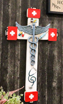 Red Cross Physician Healer Caduceus Herald's Wand Serpents Winged Wall Cross