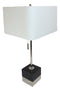 28"H Contemporary Elegant Black Marble And Metal Cube Table Lamp Fabric Shade