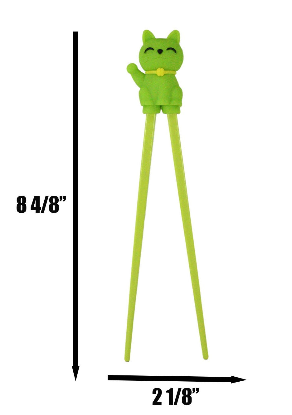 Green Maneki Neko Lucky Cat Reusable Training Chopsticks Set W/ Silicone Helper - Ebros Gift