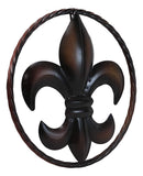 Ebros Gift Large 18" Wide Vintage Rustic Fleur De Lis Medallion with Braided Rope Border Design Metal Circle Wall Hanging Decor 3D Art Greeting Plaque Southern Western Country Decorative Accent