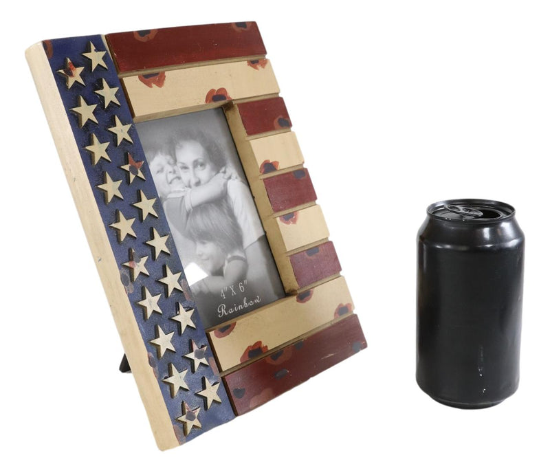 Patriotic USA Flag Star Spangled Banner Veteran Memorial 4"X6" Picture Frame