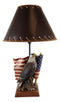Patriotic Bald Eagle With American Flag Memorial Table Lamp Figurine 19" Tall